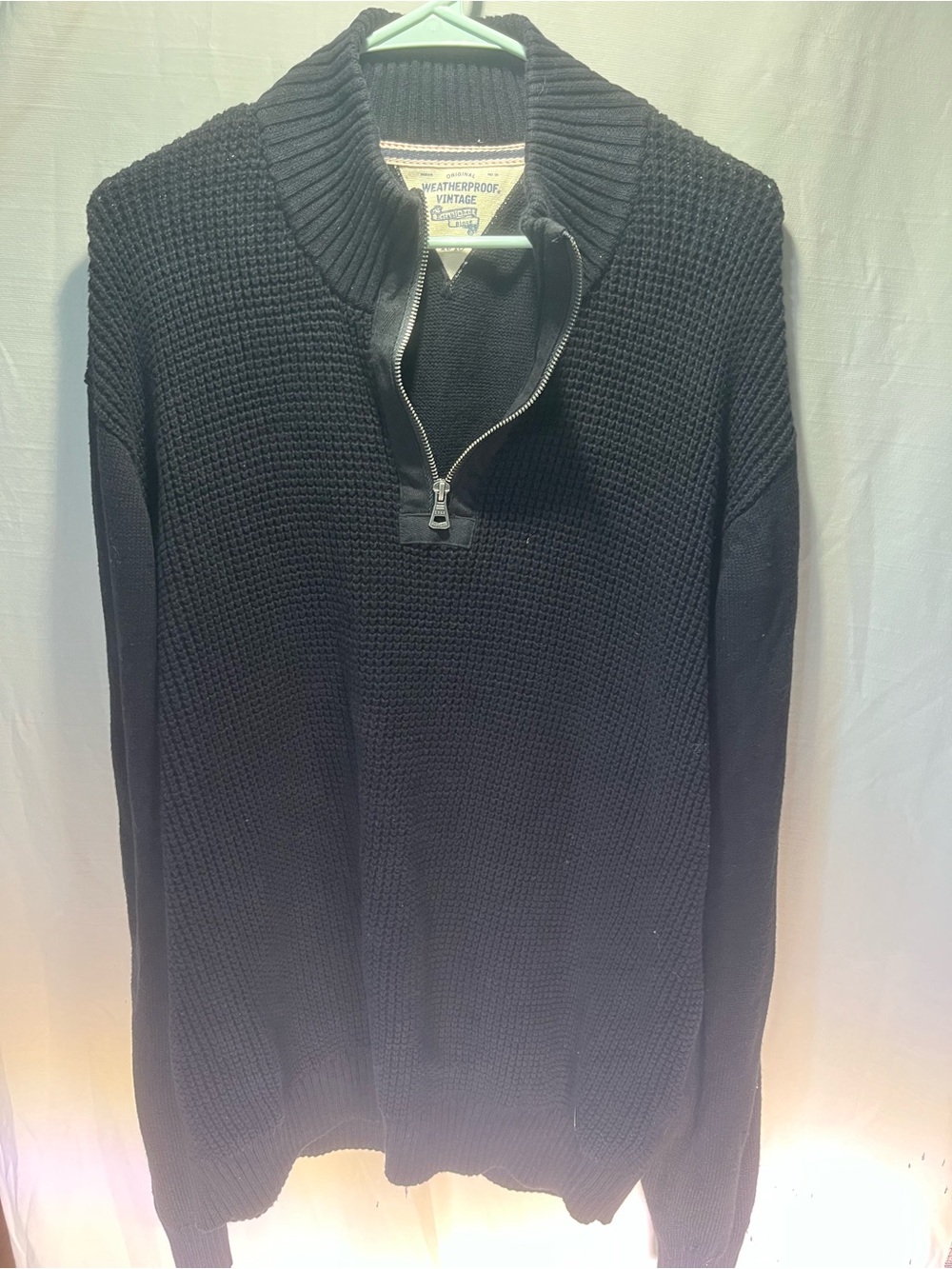 Weatherproof Men’s Black Zip-Neck Knit Sweater